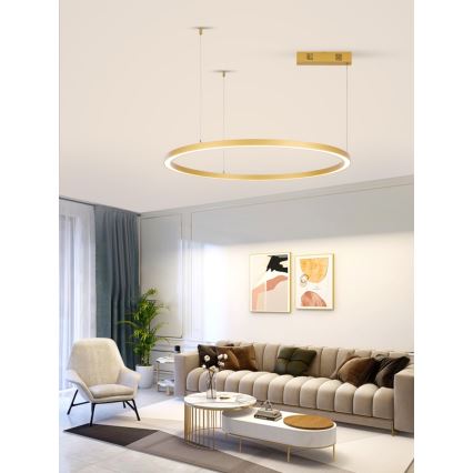 Lustră LED dimabilă pe cablu FINO LED/60W/230V 80 cm auriu Tuya Immax NEO 07217L + telecomandă