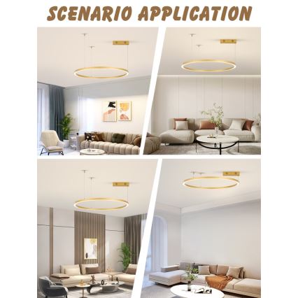 Lustră LED dimabilă pe cablu FINO LED/60W/230V 80 cm auriu Tuya Immax NEO 07217L + telecomandă