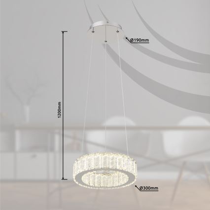 Lustră LED dimabilă pe cablu Globo LED/30W/230V 2700-6000K d. 30 cm + telecomandă