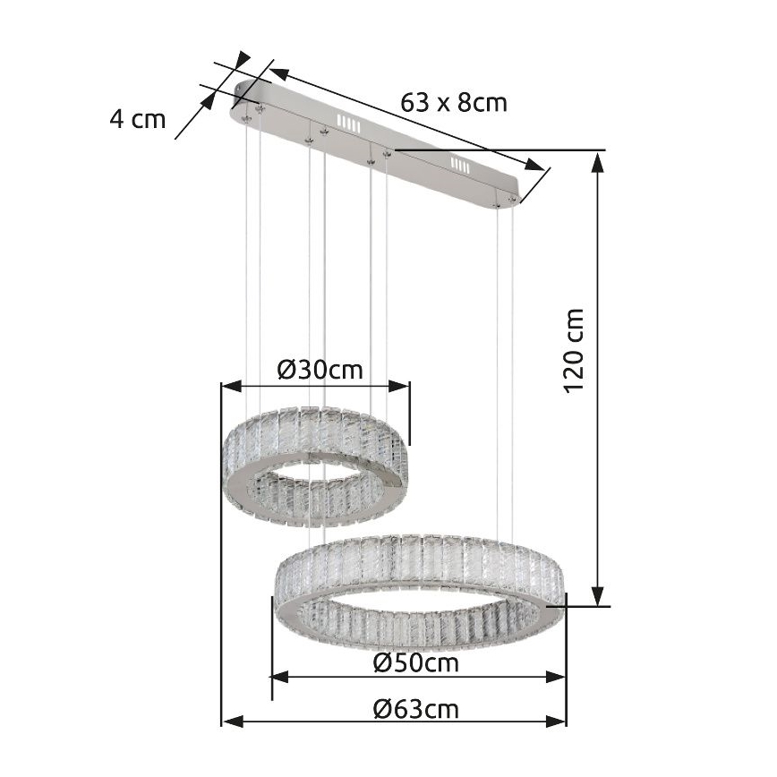 Lustră LED dimabilă pe cablu Globo LED/80W/230V 2700-6000K + telecomandă