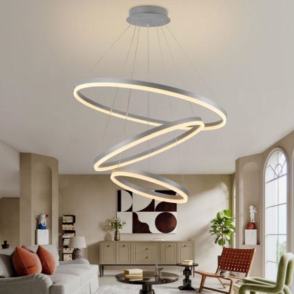 Lustră LED dimabilă pe cablu LED/125W/230V 3000-6500K d. 80 cm + telecomandă