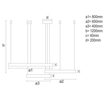 Lustră LED dimabilă pe cablu LED/125W/230V 3000-6500K + telecomandă