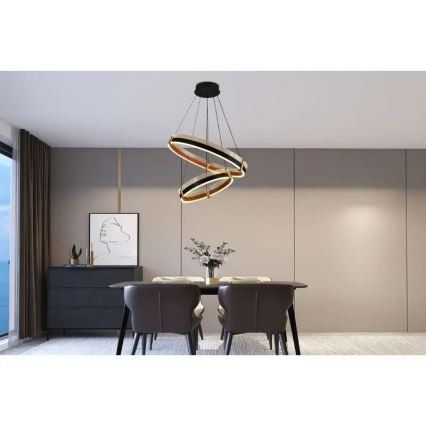 Lustră LED dimabilă pe cablu LED/140W/230V 3000-6500K d. 60 cm + telecomandă