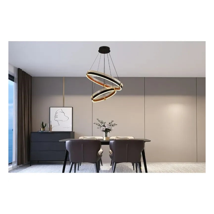 Lustră LED dimabilă pe cablu LED/140W/230V 3000-6500K d. 60 cm + telecomandă
