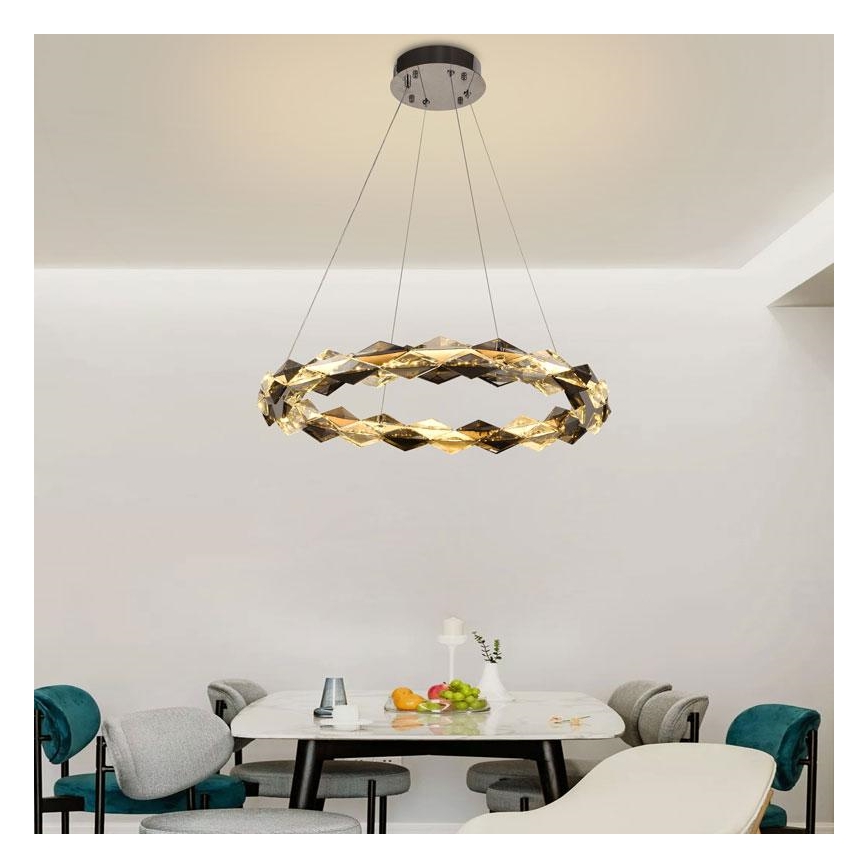 Lustră LED de cristal dimabilă pe cablu LED/40W/230V 3000-6500K crom lucios + telecomandă