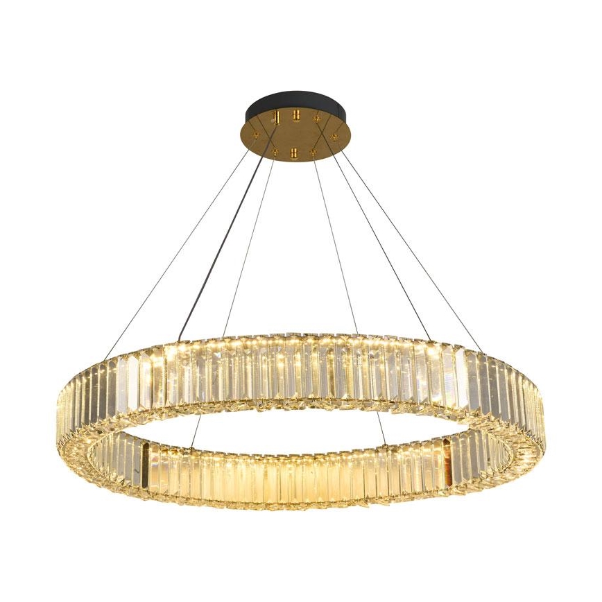 Lustră LED de cristal dimabilă pe cablu LED/50W/230V 3000-6500K crom/auriu + telecomandă