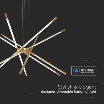 Lustră LED dimabilă pe cablu LED/50W/230V 3000K auriu