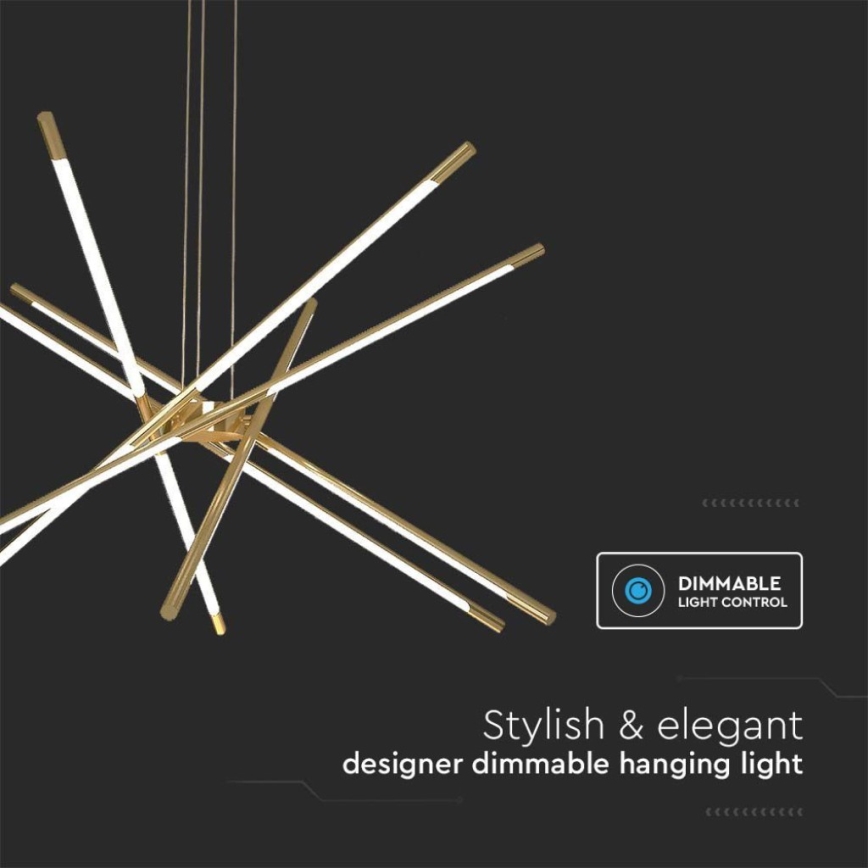 Lustră LED dimabilă pe cablu LED/50W/230V 3000K auriu