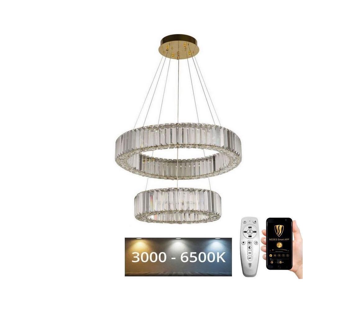 Lustră LED dimabilă pe cablu LED/65W/230V 3000-6500K crom/auriu + telecomandă