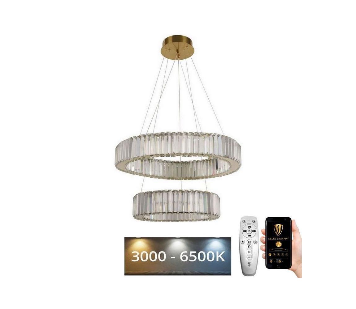 Lustră LED dimabilă pe cablu LED/65W/230V 3000-6500K crom/auriu + telecomandă