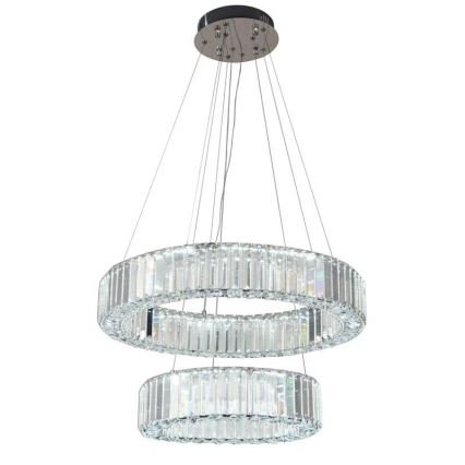 Lustră LED de cristal dimabilă pe cablu LED/65W/230V 3000-6500K crom lucios + telecomandă