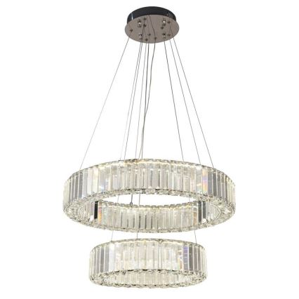 Lustră LED de cristal dimabilă pe cablu LED/65W/230V 3000-6500K crom lucios + telecomandă