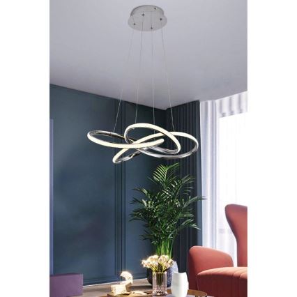 Lustră LED dimabilă pe cablu LED/65W/230V 3000-6500K d. 48 cm gri + telecomandă