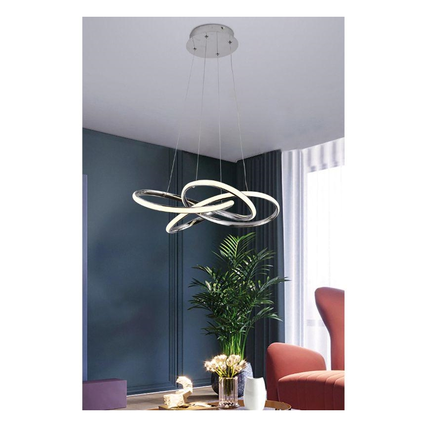 Lustră LED dimabilă pe cablu LED/65W/230V 3000-6500K d. 48 cm gri + telecomandă