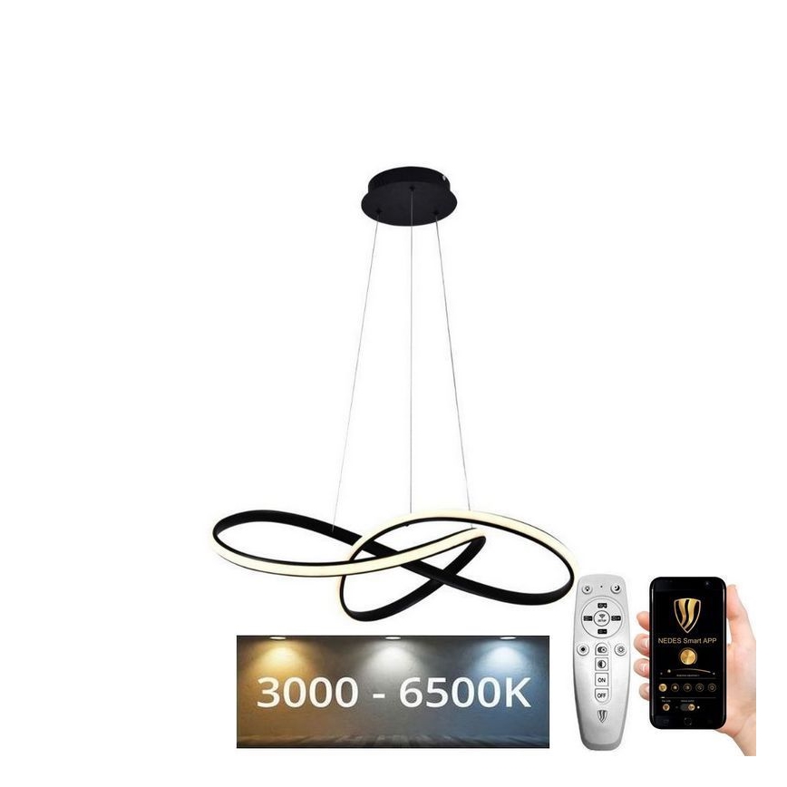 Lustră LED dimabilă pe cablu LED/70W/230V 3000-6500K negru + telecomandă