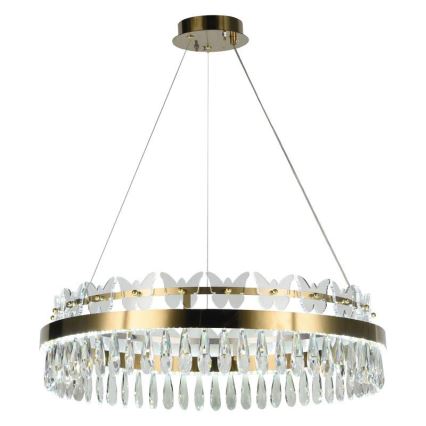 Lustră LED de cristal dimabilă pe cablu LED/80W/230V 3000-6500K auriu + telecomandă