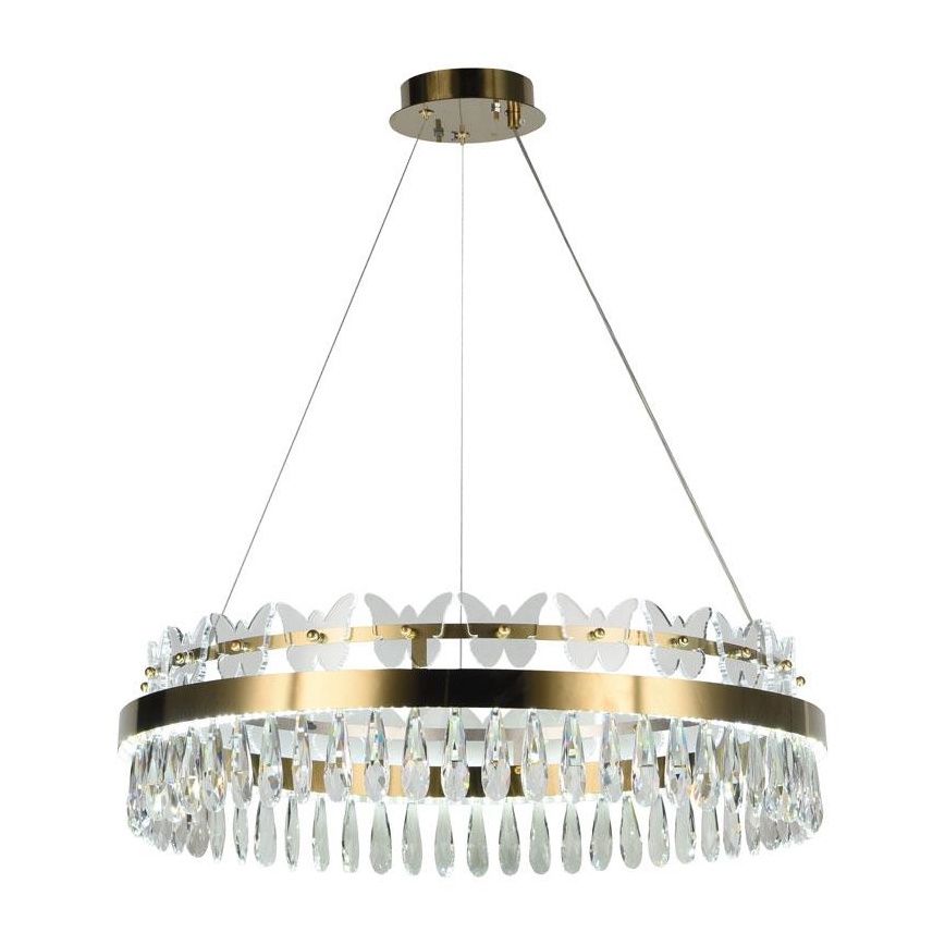 Lustră LED de cristal dimabilă pe cablu LED/80W/230V 3000-6500K auriu + telecomandă