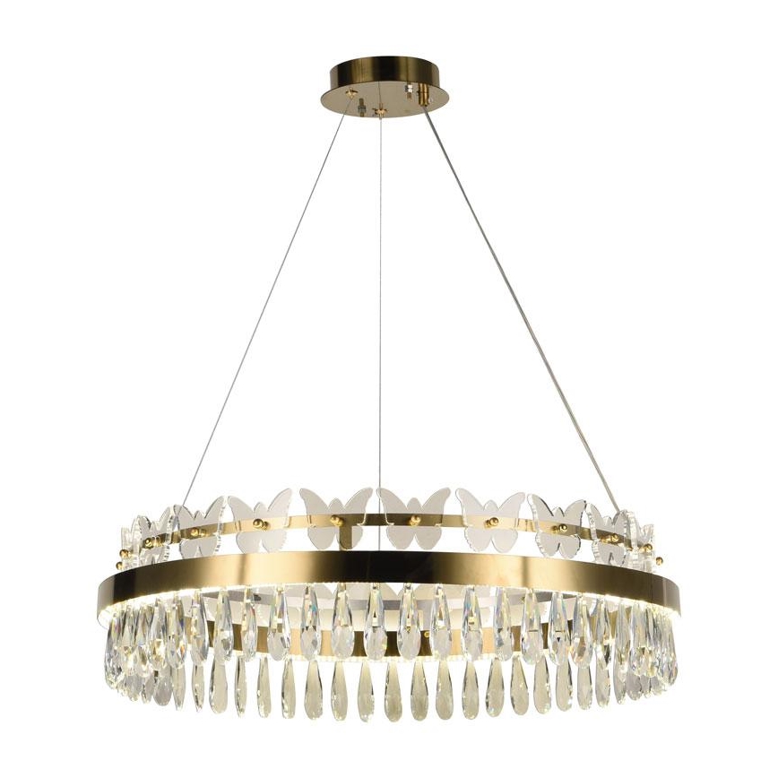 Lustră LED de cristal dimabilă pe cablu LED/80W/230V 3000-6500K auriu + telecomandă