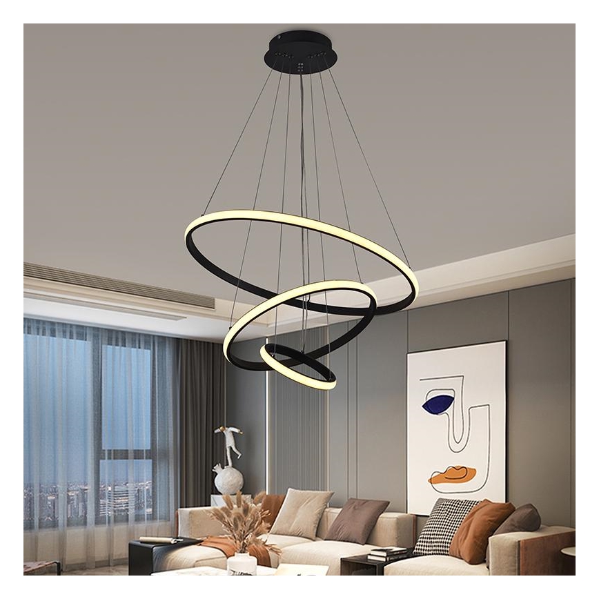 Lustră LED dimabilă pe cablu LED/90W/230V 3000-6500K d. 60 cm + telecomandă