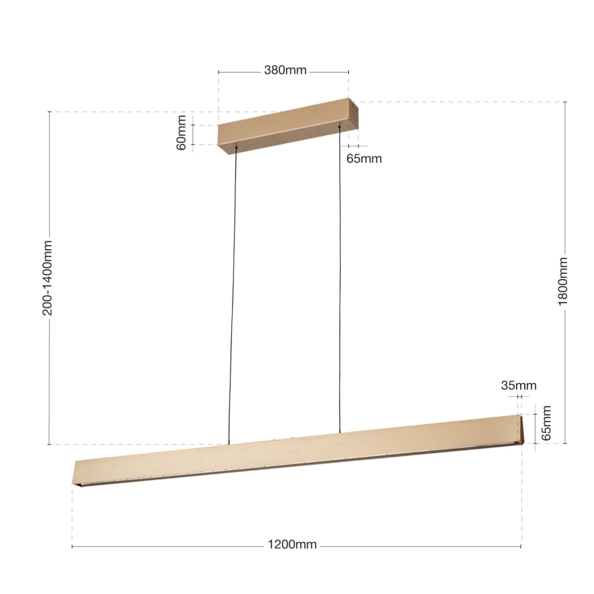 Lustră LED dimabilă pe cablu TARA LED/44W/230V 2700/3800/4500/5700K auriu
