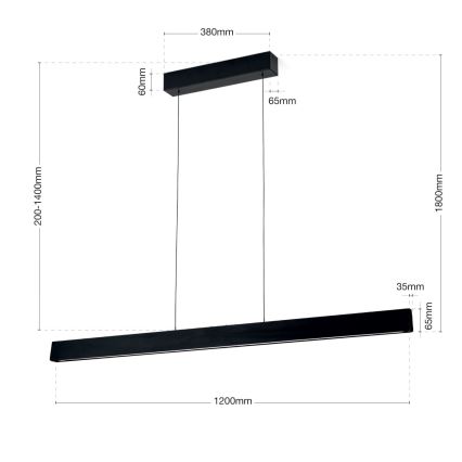 Lustră LED dimabilă pe cablu TARA LED/44W/230V 2700/3800/4500/5700K negru