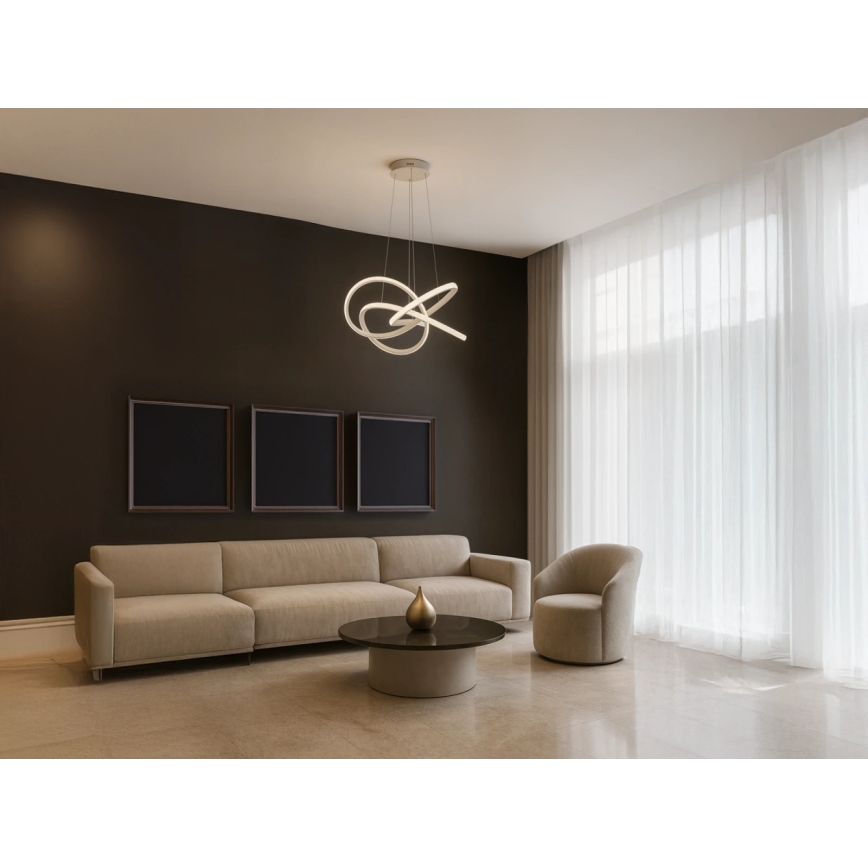 Lustru LED dimabil suspendat pe cablu, 95W/230V, 3000-6500K, Ø 57 cm + telecomandă