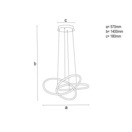 Lustru LED dimabil suspendat pe cablu, 95W/230V, 3000-6500K, Ø 57 cm + telecomandă