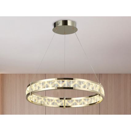 Lustră cu cristale LED dimabilă, suspendată pe cablu ENRIQUE LED/55W//230V 3000-6000K Ø 80 cm + telecomandă