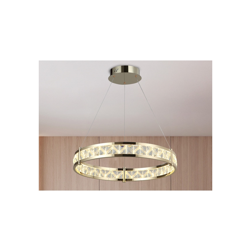 Lustră cu cristale LED dimabilă, suspendată pe cablu ENRIQUE LED/55W//230V 3000-6000K Ø 80 cm + telecomandă