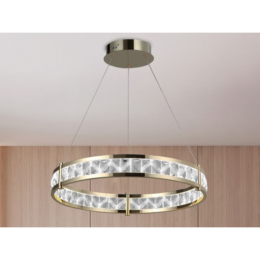 Lustră cu cristale LED dimabilă, suspendată pe cablu ENRIQUE LED/55W//230V 3000-6000K Ø 80 cm + telecomandă