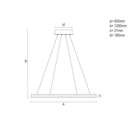 Candelabru LED dimmabil suspendat pe cablu LED/55W/230V 3000-6500K Ø 60 cm + telecomandă