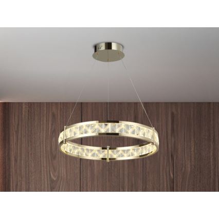 Candelabru cu cristale LED reglabil pe cablu ENRIQUE, 40W, 230V, 3000–6000K, diam. 60 cm, telecomandă inclusă