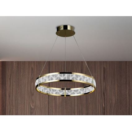Candelabru cu cristale LED reglabil pe cablu ENRIQUE, 40W, 230V, 3000–6000K, diam. 60 cm, telecomandă inclusă