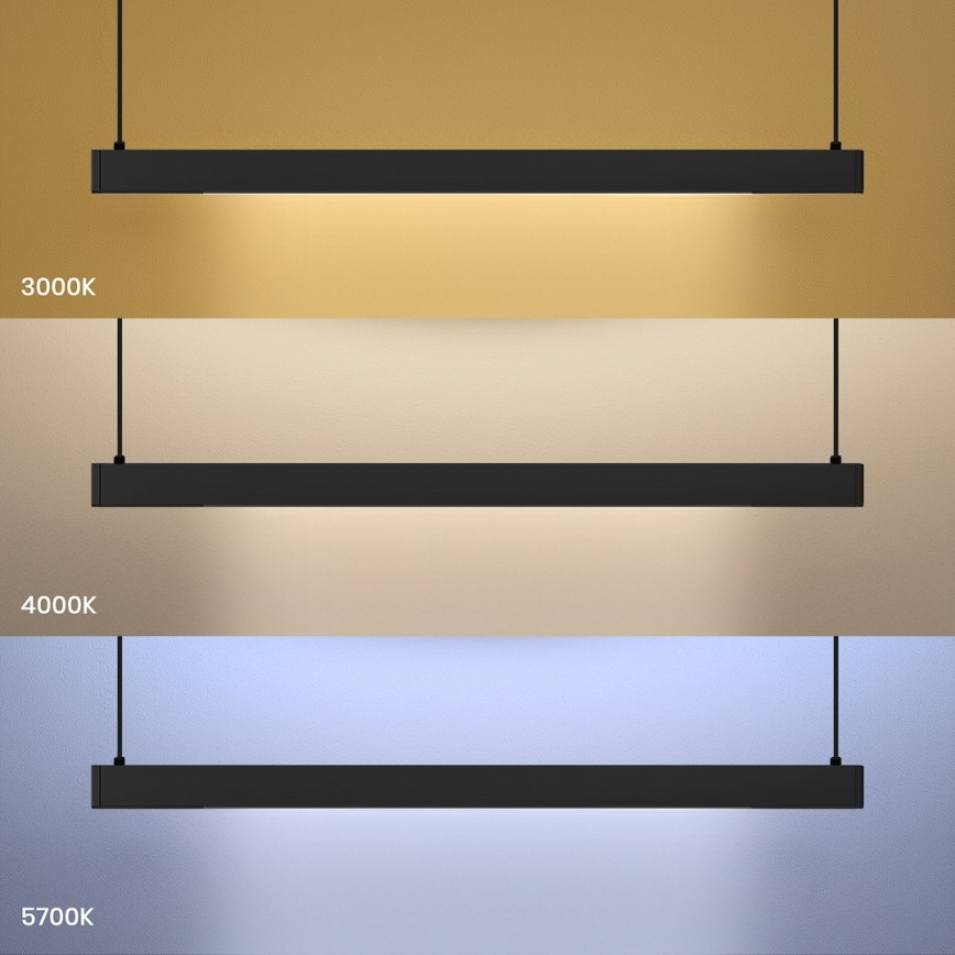 Lustră LED LINEA pe cablu, 36W, 230V, 3000/4000/5700K, CRI 90, negru