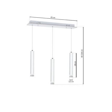 Lustră LED pe cablu ALBA 3xLED/15W/230V albă