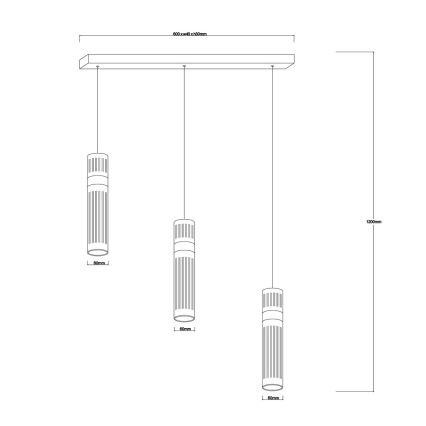 Lustră LED pe cablu AMBIENTE 3xLED/6W/230V 3000/4000/6000K aurie