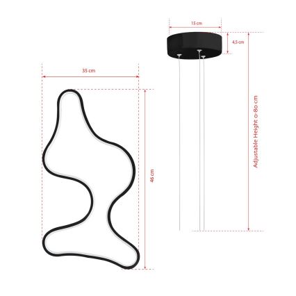 Lustră LED pe cablu ARTISAN, 36W, 230V, 4000K, negru