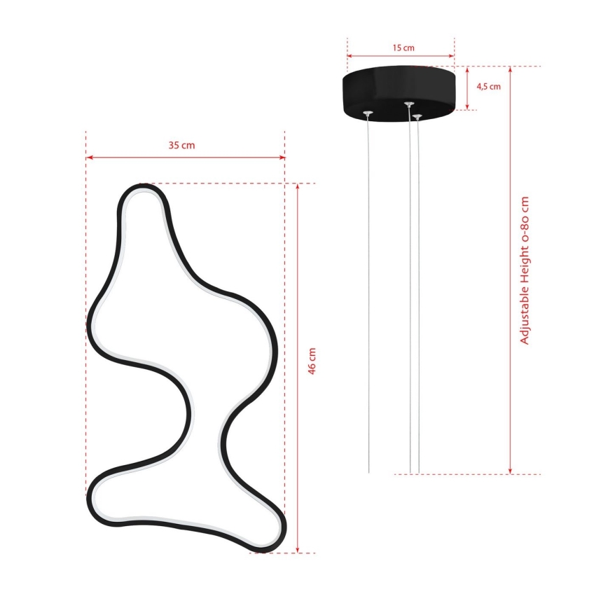 Lustră LED pe cablu ARTISAN, 36W, 230V, 4000K, negru