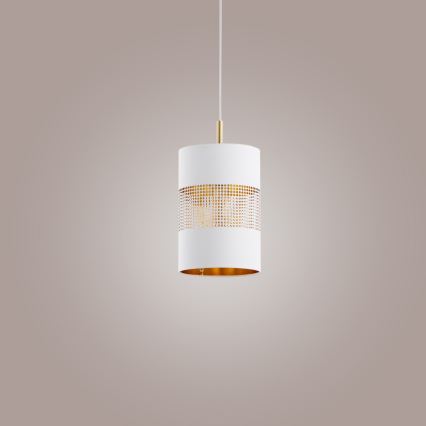 Lustră LED pe cablu BOGART 1xE27/15W/230V alb/auriu