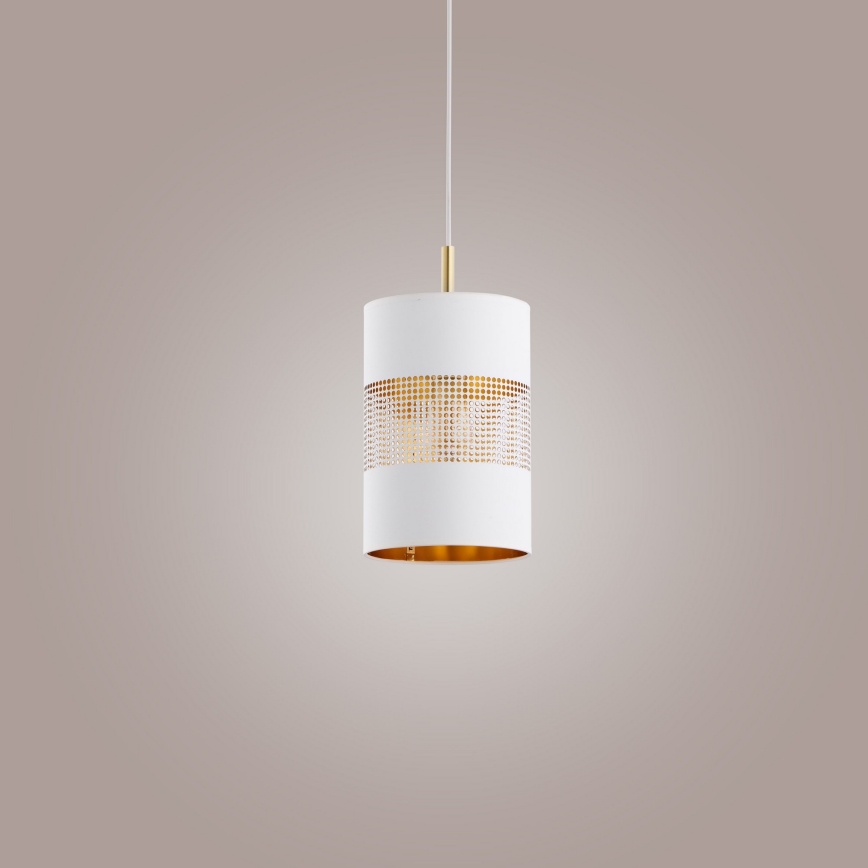 Lustră LED pe cablu BOGART 1xE27/15W/230V alb/auriu