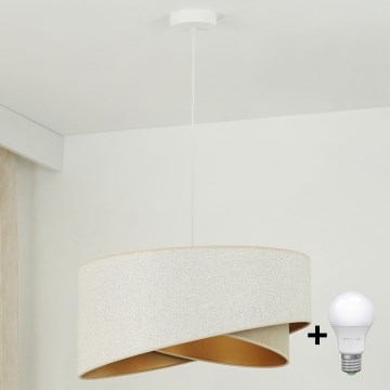 Lustră LED pe cablu Brilagi LYRA 1xE27/15W/230V alb/bej/auriu