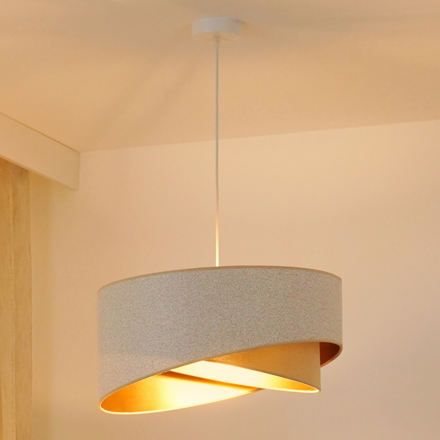 Lustră LED pe cablu Brilagi LYRA 1xE27/15W/230V alb/bej/auriu