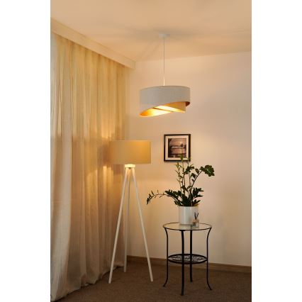 Lustră LED pe cablu Brilagi LYRA 1xE27/15W/230V alb/bej/auriu