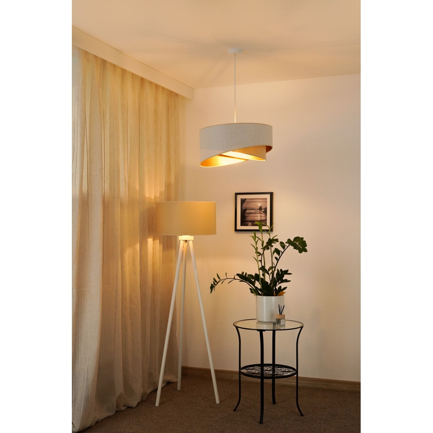 Lustră LED pe cablu Brilagi LYRA 1xE27/15W/230V alb/bej/auriu