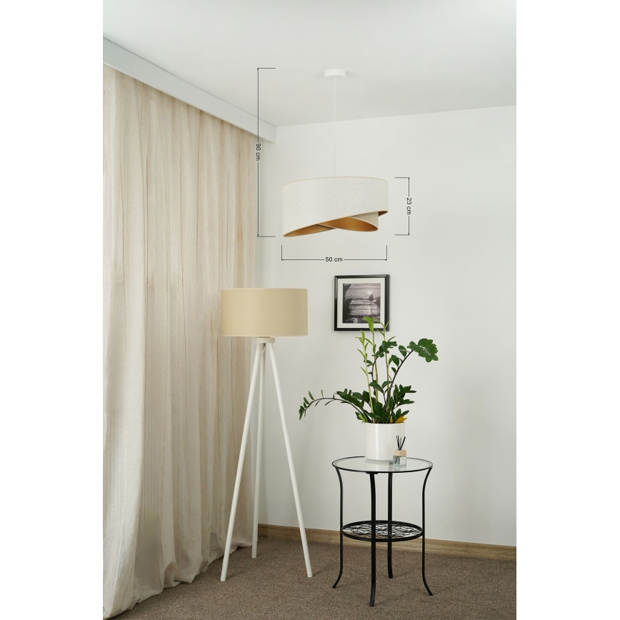 Lustră LED pe cablu Brilagi LYRA 1xE27/15W/230V alb/bej/auriu