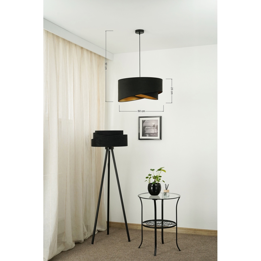 Lustră LED pe cablu Brilagi LYRA 1xE27/15W/230V negru/auriu