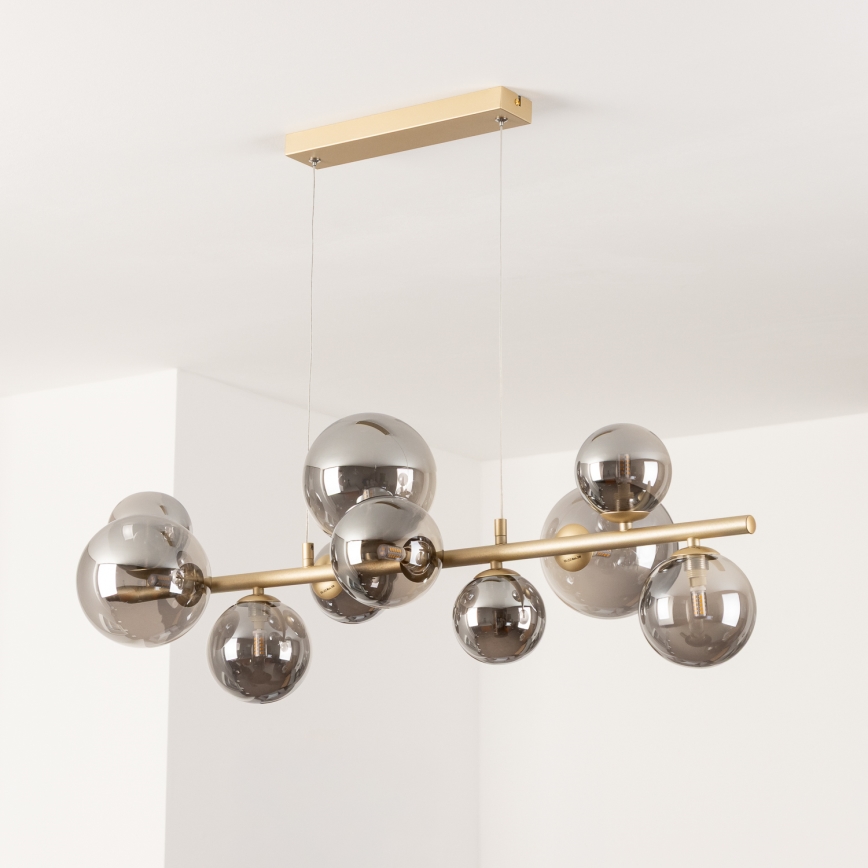 Lustră LED pe cablu Brilagi MILLA 10xG9/3W/230V auriu/fumuriu