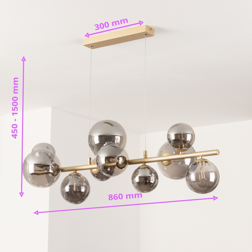 Lustră LED pe cablu Brilagi MILLA 10xG9/3W/230V auriu/fumuriu
