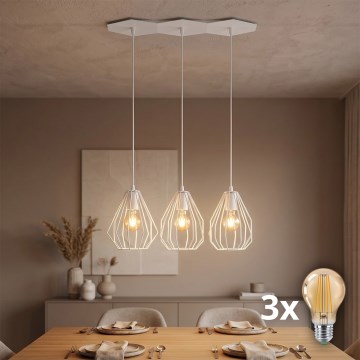 Lustră LED pe cablu BRYLANT 3xE27/60W/230V albă
