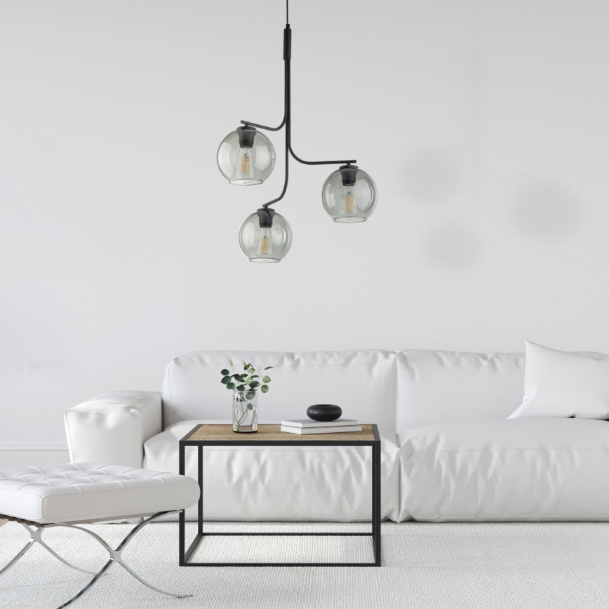 Lustră LED pe cablu CESAR 3xE27/15W/230V negru/gri fumuriu